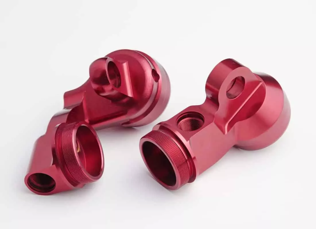 CNC Machining precision brightened Red Anodised aluminium parts