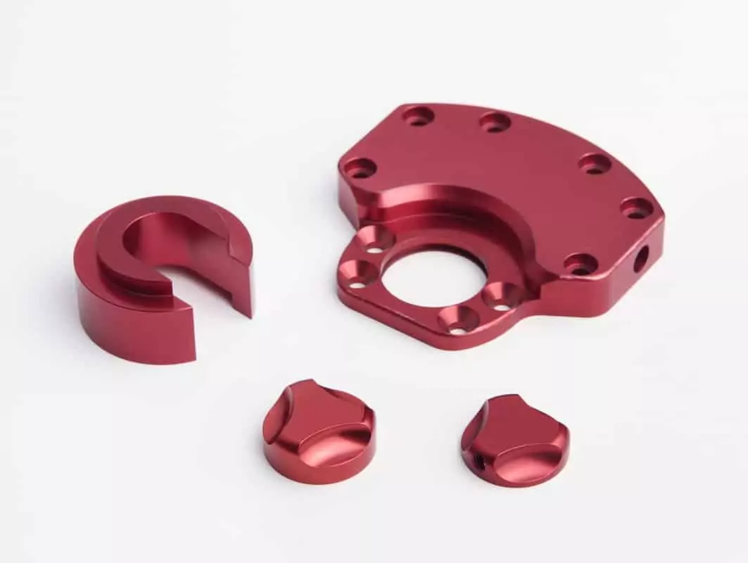 CNC Machining precision Red Anodised aluminium parts